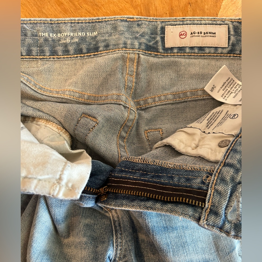 AG Adriano Goldschmied Ex‑Boyfriend Slouchy Slim AG‑ED Distressed Torn Jeans 24R - Picture 8 of 13